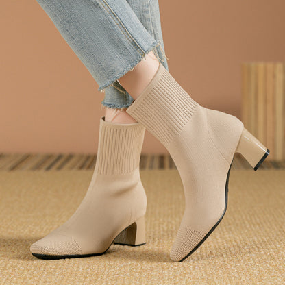 Bottines Chaussette Talon Épais