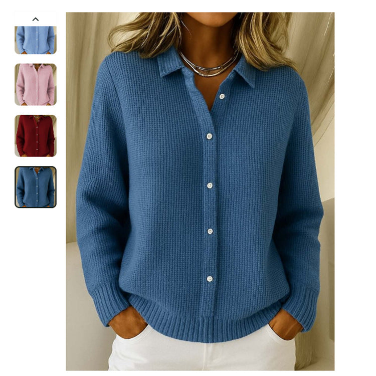 Pull Maille Femme Col Revers Boutonné