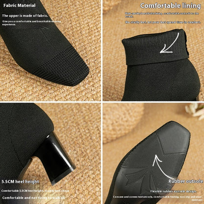Bottines Chaussette Talon Épais