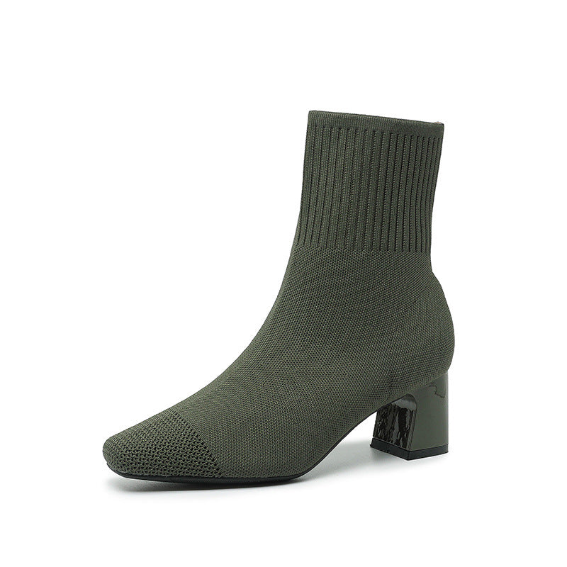 Bottines Chaussette Talon Épais
