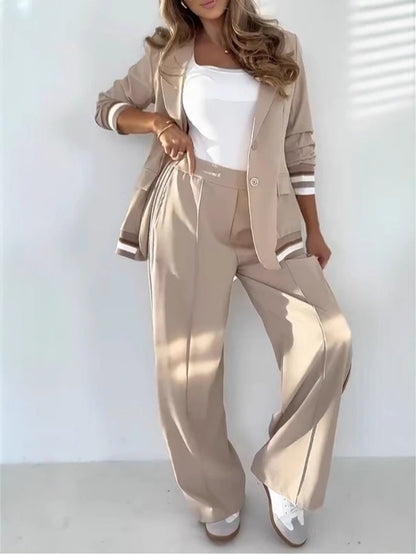 Ensemble Blazer & Pantalon Large Taille Haute