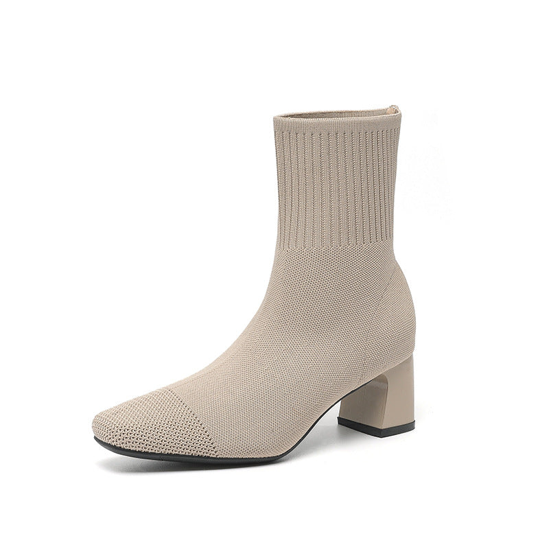 Bottines Chaussette Talon Épais